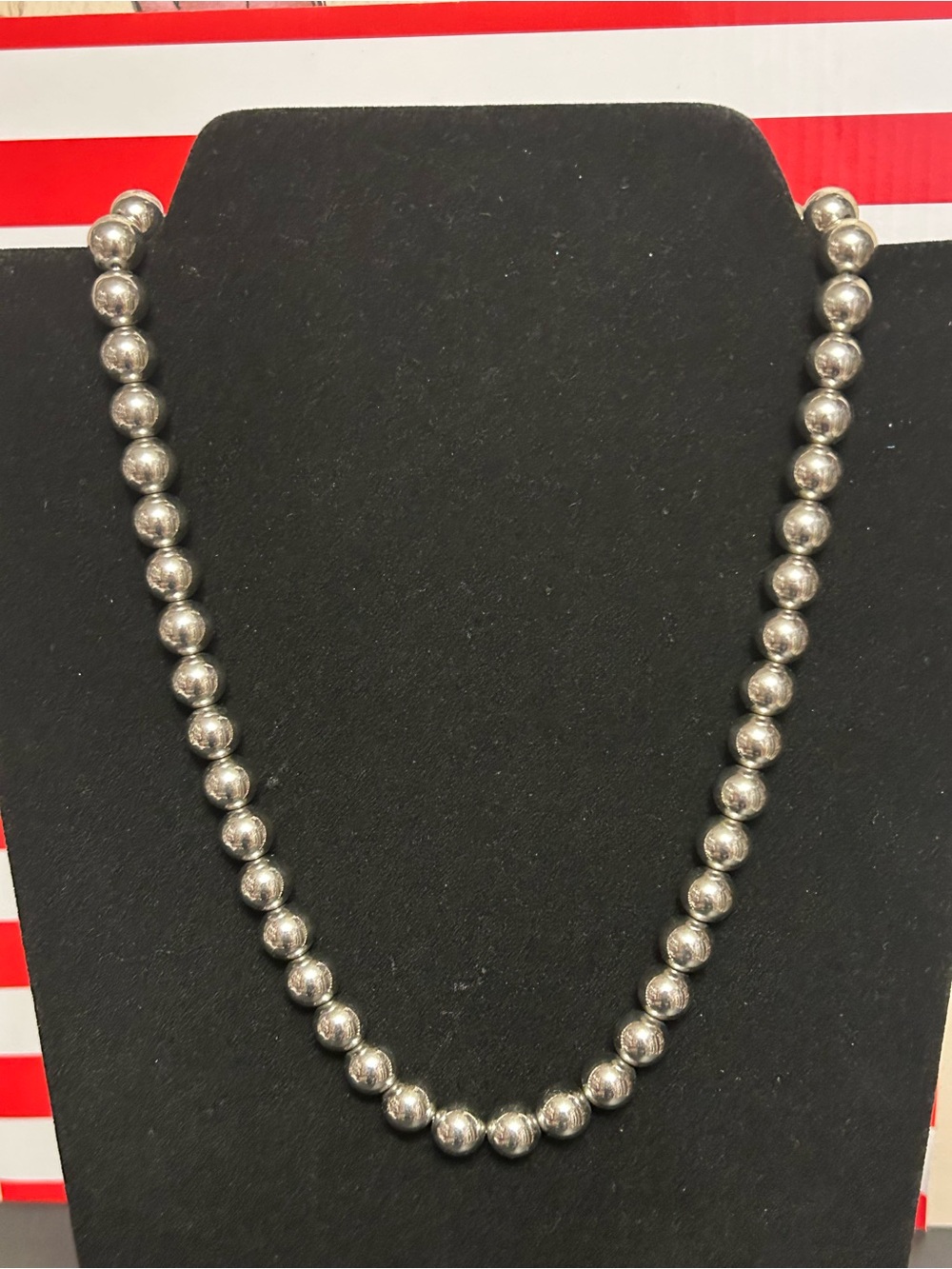Bead Necklace - Silver Tone
